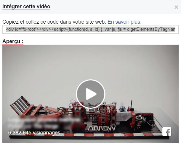 Code video Facebook