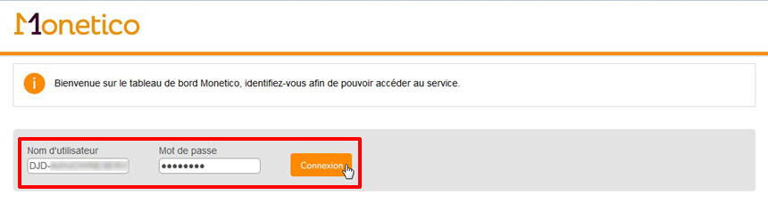 Connexion au tableau de bord Monetico Desjardins