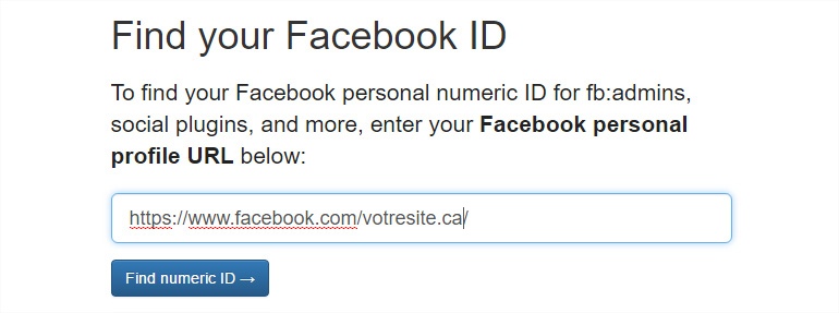Votre numéro d'identification Facebook