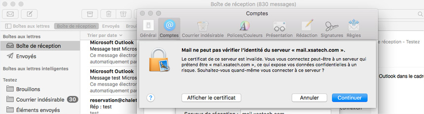 Mac Mail Vérification identité