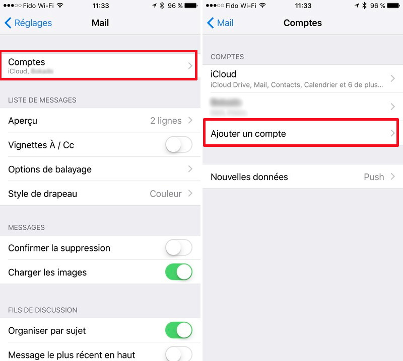 Mail iPhone Ajouter compte