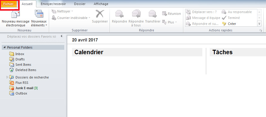 Outlook 2010 Fichier