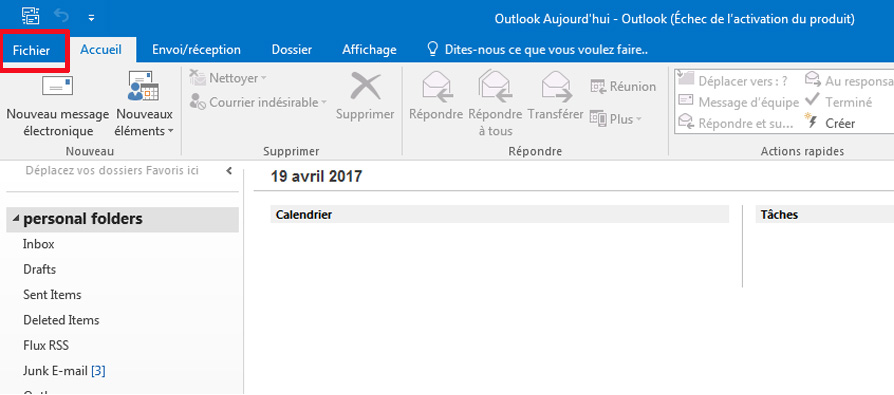 Outlook 2016 2013 Fichier