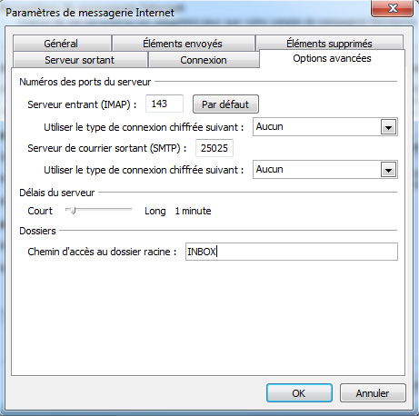 Outlook 2010 infos IMAP