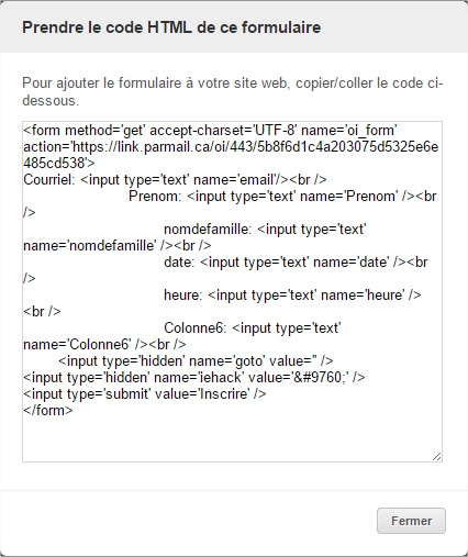 parmail prendre code HTML