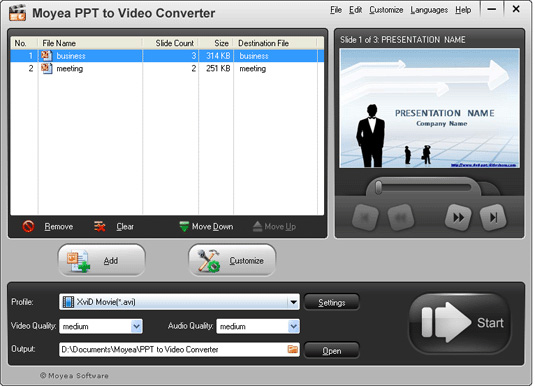 Moyea PPT to video converter
