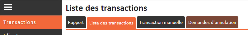 Liste des transactions