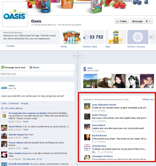 Facebook Oasis crise